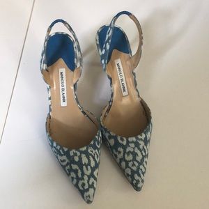 Manolo Blahnik Leopard-print sling back heels